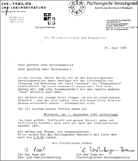 Einladungsbrief zur AG Beratung und Recht
