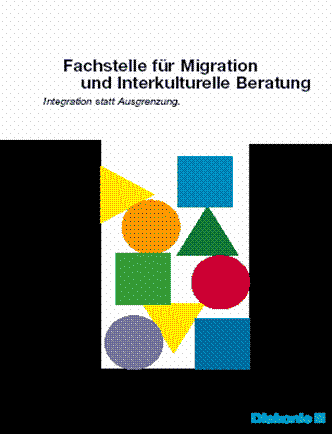 corporate design-Flyer: Fachstelle fuer Migration und interkulturewlle Beratung - Integration statt Ausgrenzung.